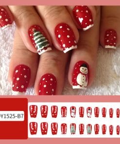 24pcs Christmas False Nails Hat Striped Snowflake Nail Art Stickers For Parties Dances Or Holiday Wear 16 02d8d3db fb6c 4919 87ff 68540d4ff0fd