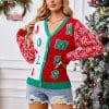 Christmas Sweater Red Casual Letter Jacquard V-neck Knitted Cardigan 2 036a0908 f67b 4b08 95a9 20acd1312695