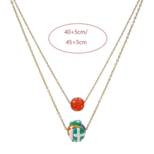 Christmas Luminous Necklace Fashion Niche Christmas Tree Santa Claus Round Bead Double-layer Necklace For Women Jewelry - Image 8