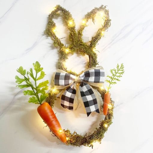 Easter Bunny Wreath Rattan Circle Easter Decoration - Image 6