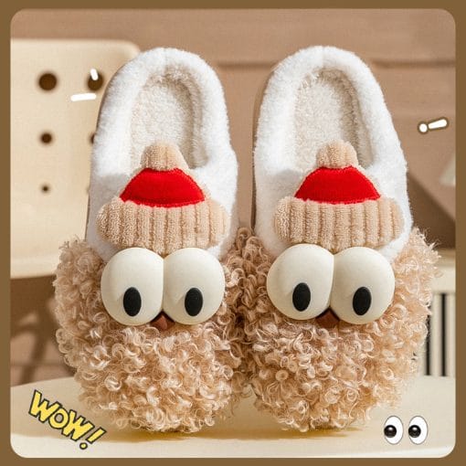 Cartoon Bearded Santa Claus Slippers Home Warm Non-slip Plush   Cotton Shoes Christmas Couple Floor Bedroom Slipper Women Men - Image 5