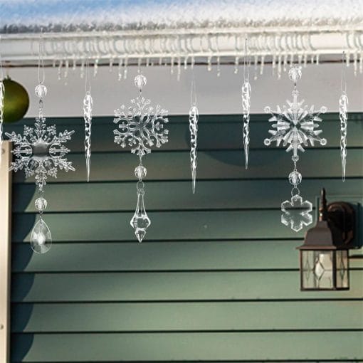 10pcs Christmas Tree Hanging Pendants Acrylic Ice Strip Snow Ceiling Xmas Ornaments New Year Christmas Decoration Home Decor - Image 9