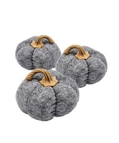 Set Of 3, 8.3x8.3x5.5 Gray Pumpkin, Pumpkin Ornament Decor For Holiday Harvest Festival Fall Festival Thanksgiving