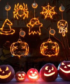 Halloween Window Hanging LED Lights Spider Pumpkin Hanging Ghost Horror Atmosphere Lights Holiday Party Decorative Lights Home Decor