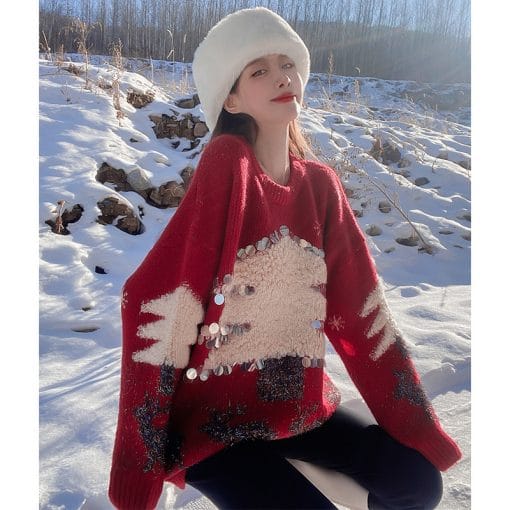 Women's Mid-length Christmas Lazy Loose Bottoming Sweater - Image 6