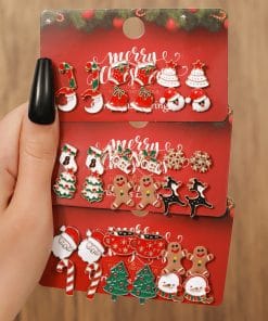 Christmas Stud Combination Suit Snowflake Elk Earrings 20 0ef12367 220d 40c6 b9e3 942e99800712