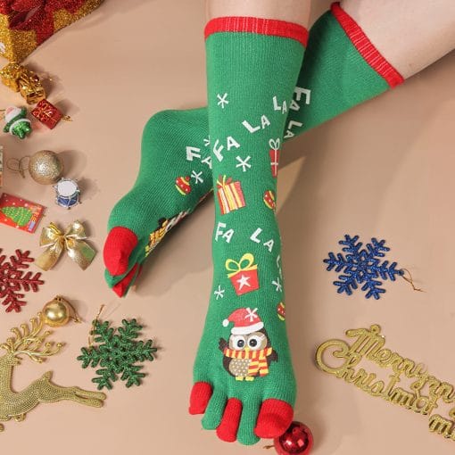 Cute Christmas Five-finger Socks Winter Elastic Sweat-absorbent Split-toe Socks For Women - Image 7