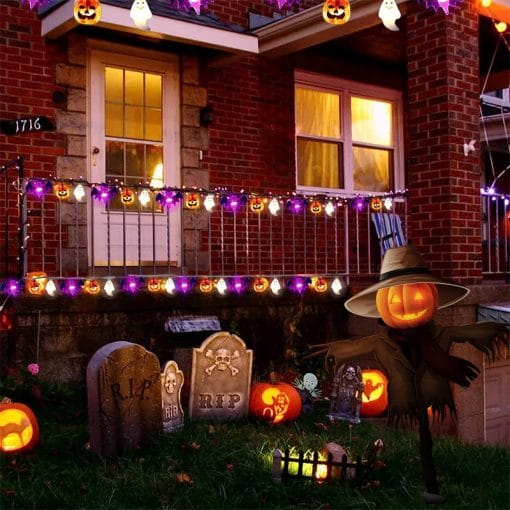 LED Halloween Pumpkin Spider Bat Skull String Light Lamp Home Garden Party Outdoor Halloween Decoration Lantern Light - Image 10