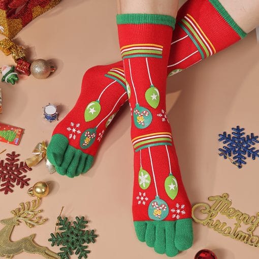 Cute Christmas Five-finger Socks Winter Elastic Sweat-absorbent Split-toe Socks For Women - Image 2