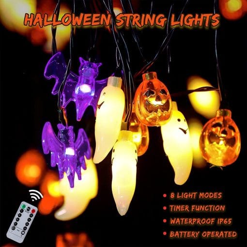 LED Halloween Pumpkin Spider Bat Skull String Light Lamp Home Garden Party Outdoor Halloween Decoration Lantern Light - Image 7