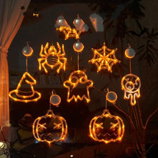 Halloween Window Hanging LED Lights Spider Pumpkin Hanging Ghost Horror Atmosphere Lights Holiday Party Decorative Lights Home Decor - Image 4