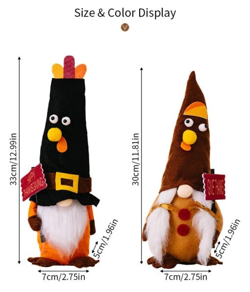 New Thanksgiving Home Decorations Thanksgiving Turkey Doll Ornaments - Image 2