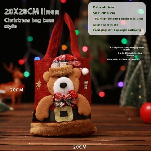 Christmas Candy Gift Tote Bag For Kids Funny Creative Santa Claus Elk Snowman Bear Handbag Small Christmas Tree Decoration Bags - Image 4