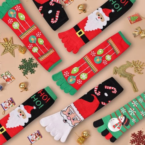 Cute Christmas Five-finger Socks Winter Elastic Sweat-absorbent Split-toe Socks For Women - Image 9