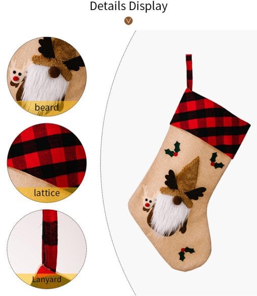 Christmas Decorations Red And Black Plaid Affixed Cloth Embroidered Window Pendant - Image 2