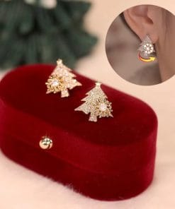 Rotatable Christmas Tree Earrings Shiny Rhinestone Snowflake Stud Earring New Year Xmas Festival Ear Jewelry Gifts Autumn And Winter