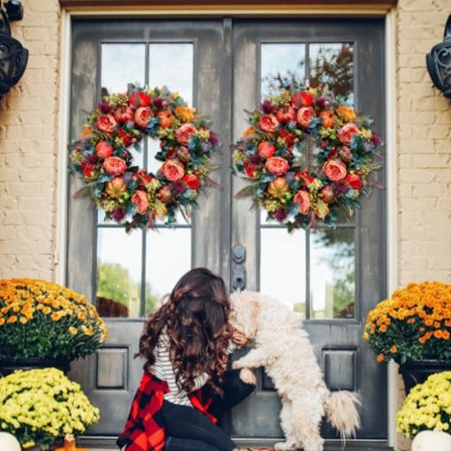 New Autumn Peony Halloween Pumpkin Wreath Home Decor - Image 2