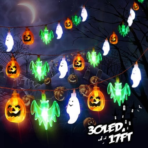 LED Halloween Pumpkin Spider Bat Skull String Light Lamp Home Garden Party Outdoor Halloween Decoration Lantern Light - Image 3