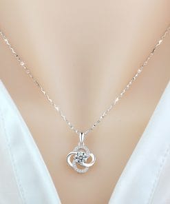 Necklace 925 Sterling Silver Plated 18k Rose Gold Necklace Female Clover Clavicle Chain For Girlfriend''s Birthday Valentine''s Day Gift