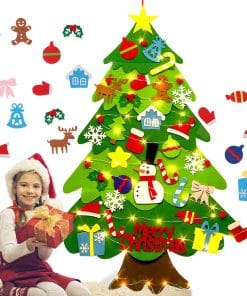 Children's DIY felt Christmas tree with lights