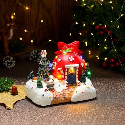 Christmas Rotating Resin Luminous Music Box Ornaments - Image 7