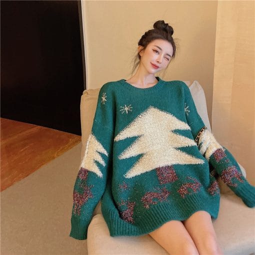 Women's Mid-length Christmas Lazy Loose Bottoming Sweater - Image 2