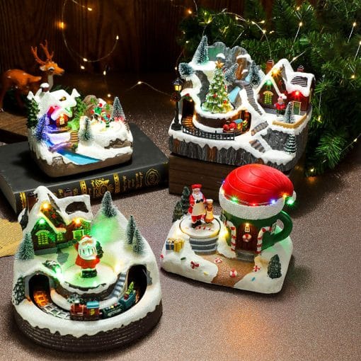 Christmas Rotating Resin Luminous Music Box Ornaments - Image 9