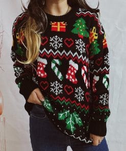 Women's Stylish Loose Round Neck Long-sleeved Sweater 13 2279f348 7779 4bfe bc52 94ecad1aeee5