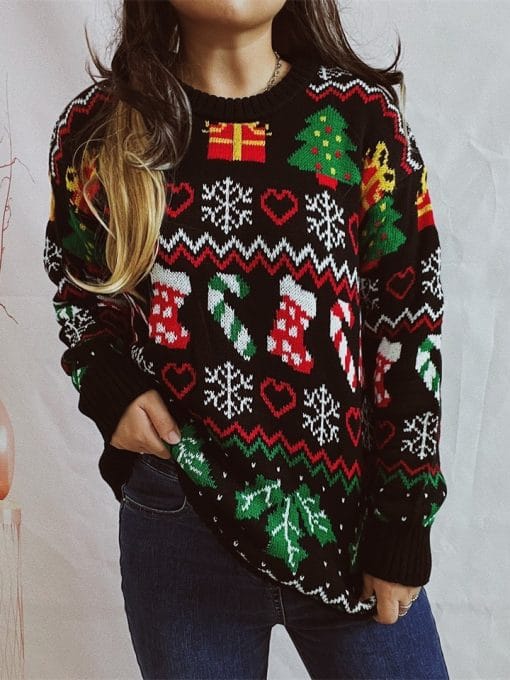 Women's Stylish Loose Round Neck Long-sleeved Sweater - Image 5
