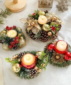 Christmas Candle Metals Candlestick Wreath Artificial Pinball Pinecone Candle Holder Fake Leaves Xmas New Year Home Table Decor 21 227b2329 3459 446a bb44 aa7fb6fec166