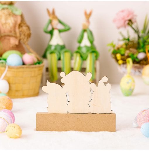 Easter Supplies Easter Rabbit Holding Flower Wooden Decoration - Image 9