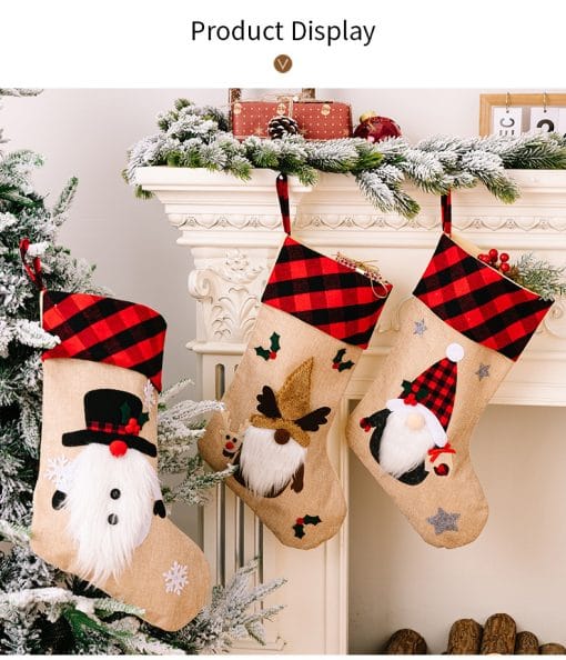 Christmas Decorations Red And Black Plaid Affixed Cloth Embroidered Window Pendant - Image 7