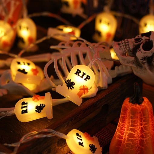 PVC Soft Material Halloween Lighting Chain Pumpkin Ghost Bat Modeling Lamp Indoor And Outdoor Home Decoration - Image 2