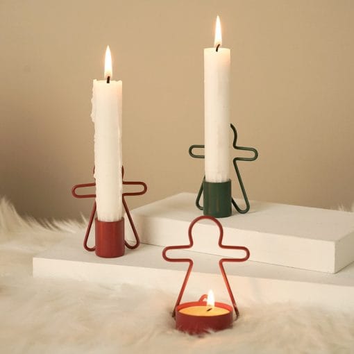 Gingerbread Man Small Candlestick Decoration Christmas Candlestick - Image 7