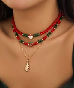 Beaded Women's Necklace Christmas Snowman Gift Imitation Crystal Ornament