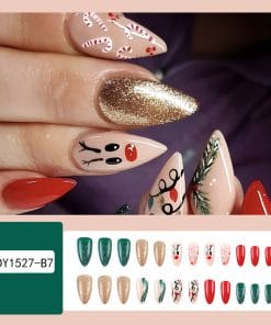 24pcs Christmas False Nails Hat Striped Snowflake Nail Art Stickers For Parties Dances Or Holiday Wear 14 2e58c59f 9cf6 4773 9f70 520897a12a8e