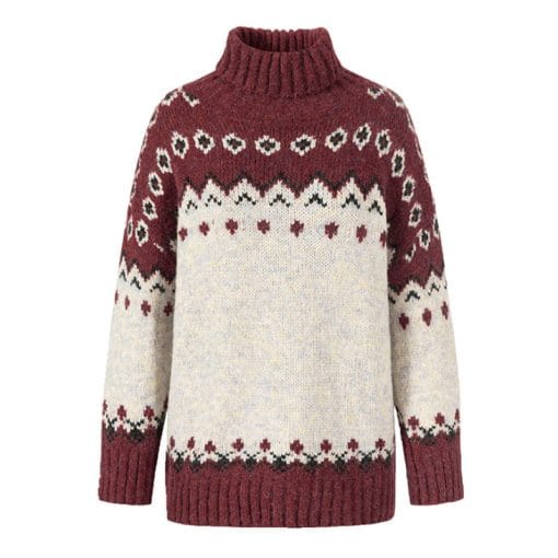 Turtleneck Knitted Sweater Christmas Loose Long Sleeve Jacquard Tops For Women Clothing - Image 4