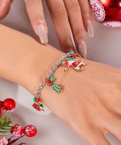 Personalized Christmas Bracelet Christmas Tree Santa Claus Pendant Bracelet For Women Jewelry
