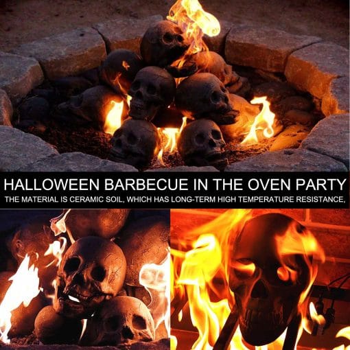 Simulation Skull Halloween Frightening Decoration Home Decor Wood Fire Pit Fireplace Burning Horror Atmosphere Props Decoration - Image 2