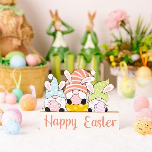 Easter Supplies Easter Rabbit Holding Flower Wooden Decoration - Image 3