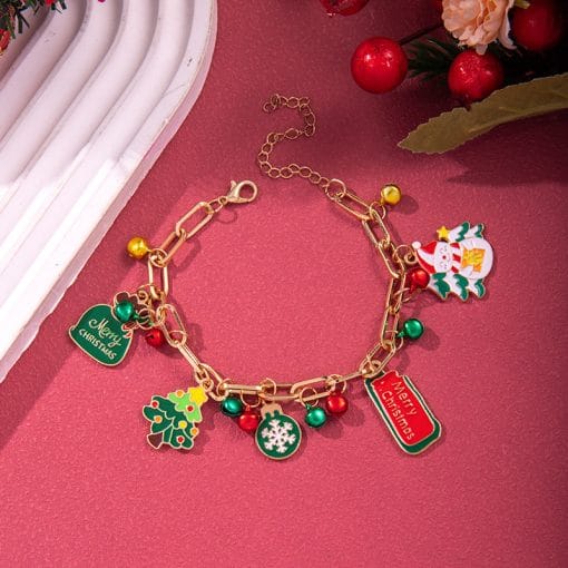 Creative Christmas Metal Chain Bracelet For Women Men Santa Claus Christmas Tree Snowflake Snowman Pearl Bangles New Year Gifts - Image 10