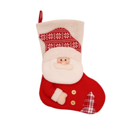 Large Red White Knitted Christmas Stocking Santa Claus Fireplace Decor Socks Xmas Gift Bags Candy Holder Decor For Home - Image 2