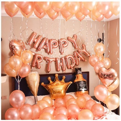 Birthday Balloon Happy Birthday Set – Rose Gold Party Decorations