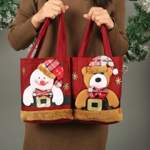 Christmas Candy Gift Tote Bag For Kids Funny Creative Santa Claus Elk Snowman Bear Handbag Small Christmas Tree Decoration Bags - Image 2
