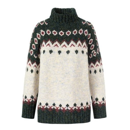 Turtleneck Knitted Sweater Christmas Loose Long Sleeve Jacquard Tops For Women Clothing - Image 6