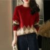 Christmas Red Round-neck Knitwear Loose Sweater For Women 2 439b47ef 606d 47a9 b31e 4e63529dc54f