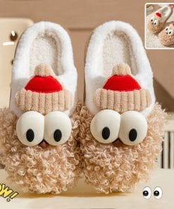 Cartoon Bearded Santa Claus Slippers Home Warm Non-slip Plush Cotton Shoes Christmas Couple Floor Bedroom Slipper Women Men