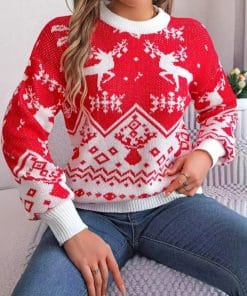 2025 New Year Autumn Winter Casual Deer Pattern Long Sleeve Hoodie Sweater Christmas For Women Red Green Knitted Pullover Jumper 14 43e483e2 3599 45d5 a17d 3cd7788c4010