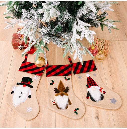 Christmas Decorations Red And Black Plaid Affixed Cloth Embroidered Window Pendant - Image 10