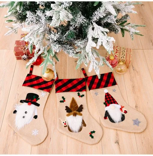 Christmas Decorations Red And Black Plaid Affixed Cloth Embroidered Window Pendant - Image 10